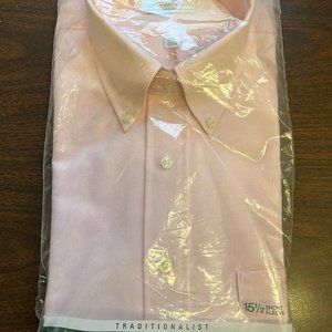 Short Sleeve Mens dress shirt, Pink, 15 1/2